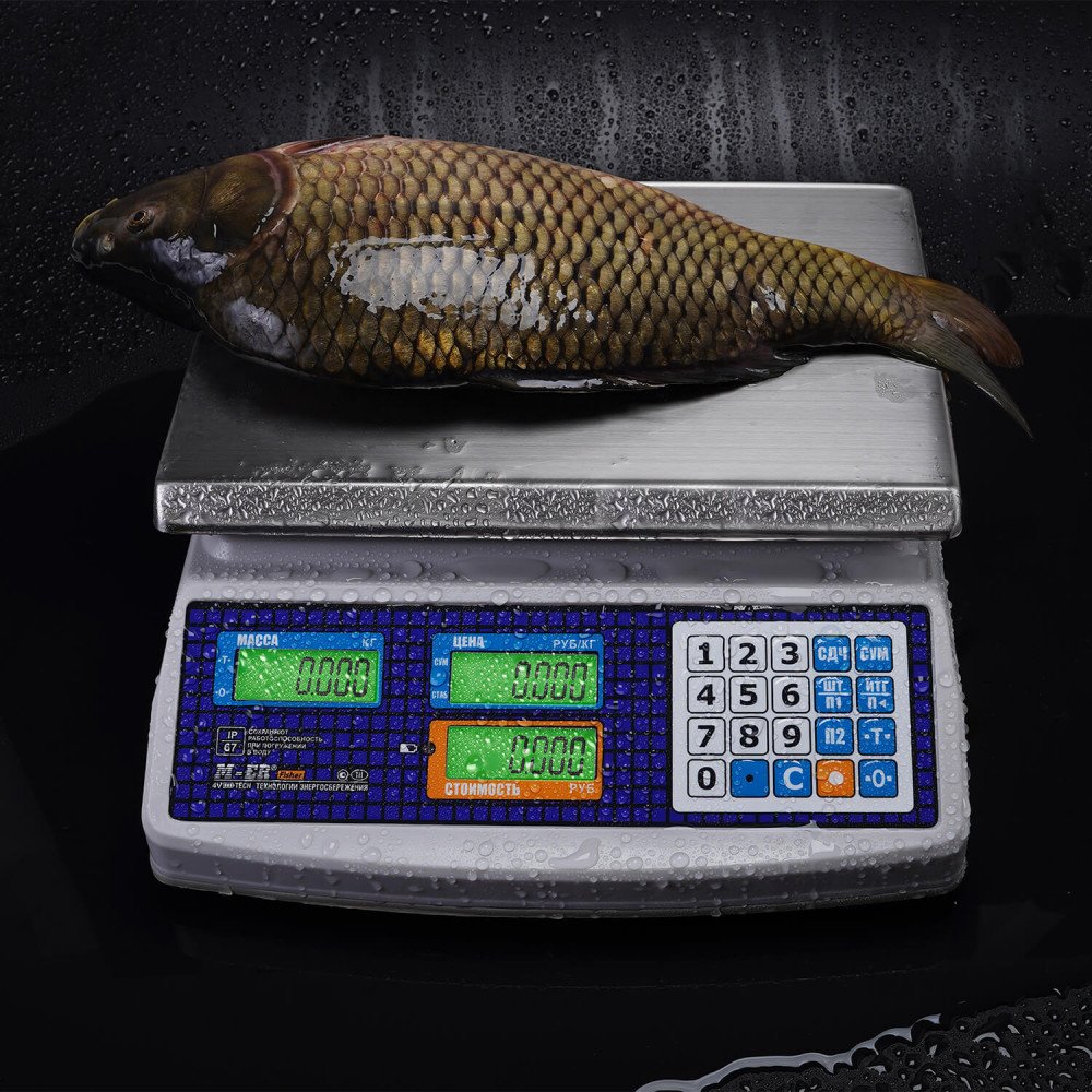 Торговые настольные весы M-ER 329 AC-15.2 IP68 "Fisher" LСD — фото 2