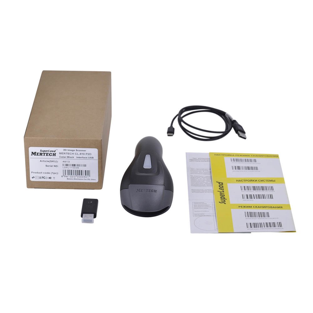 Беспроводной сканер штрих-кода MERTECH CL-610 BLE Dongle P2D USB Black — фото 9