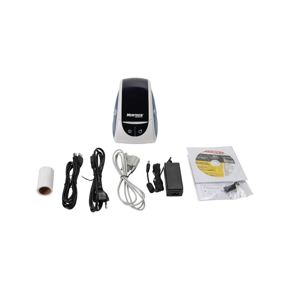 Termal yopishtiruvchi yorliqli printer MERTECH LP58 EVA RS232-USB White & blue — 6-surat