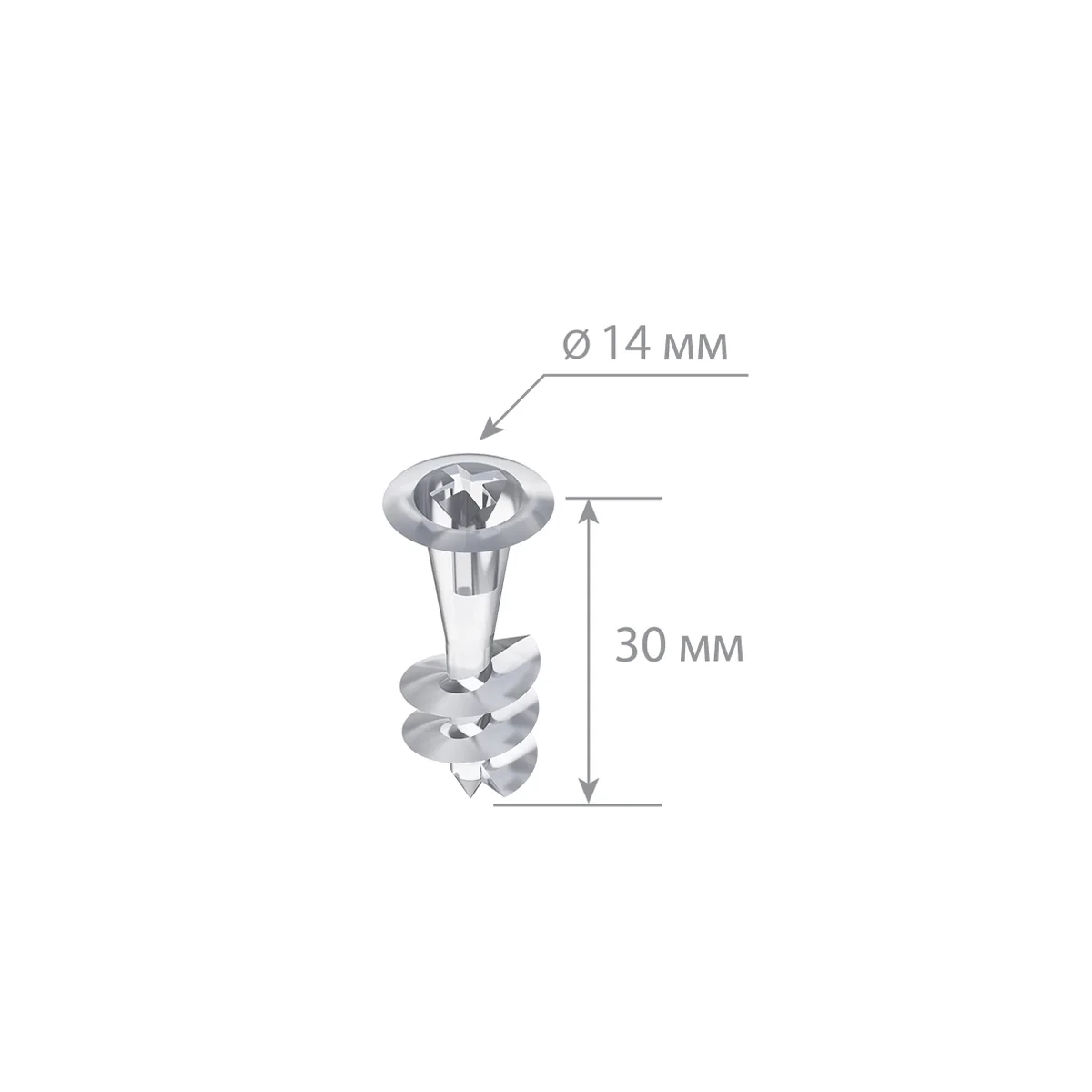 O‘zi rezba ochuvchi vint CB-SCREW, uzunligi 30 mm, rangi shaffof — 3-surat