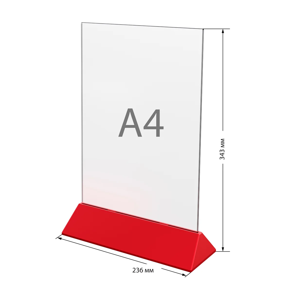 COLOR MENU HOLDER A4 akril cho‘ntakli menyu tagligi, tagligi qizil (qadoqda 10 dona) — 6-surat