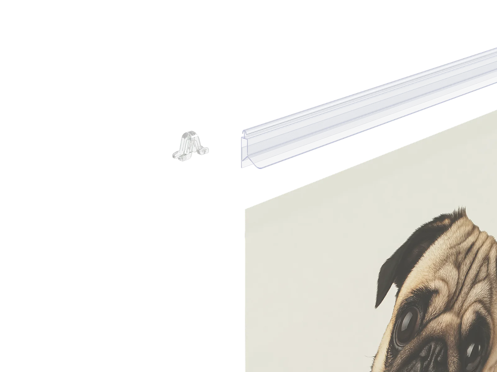 Plakatlar uchun profillar to‘plami GRIPPER-SET, uzunligi 1200 mm, shaffof — 2-surat