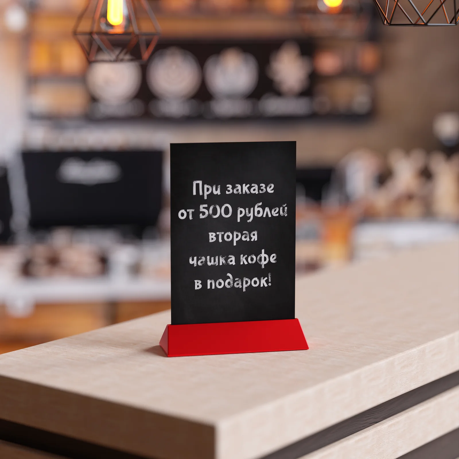 COLOR MENU BOARD A4 bo‘r taxtali stol usti lavhasi, tagligi qizil (qadoqda 10 dona) — 3-surat