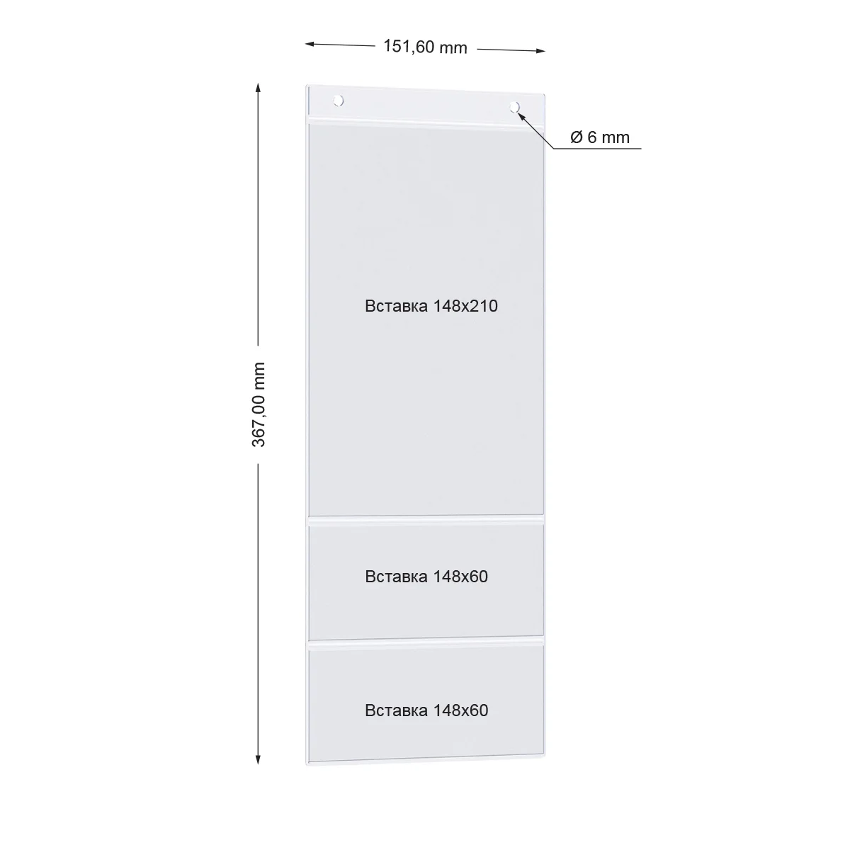 FW 365×153 mm yumshoq PVXdan osma cho‘ntak, uch bo‘limli, 2 ta teshikli — 4-surat