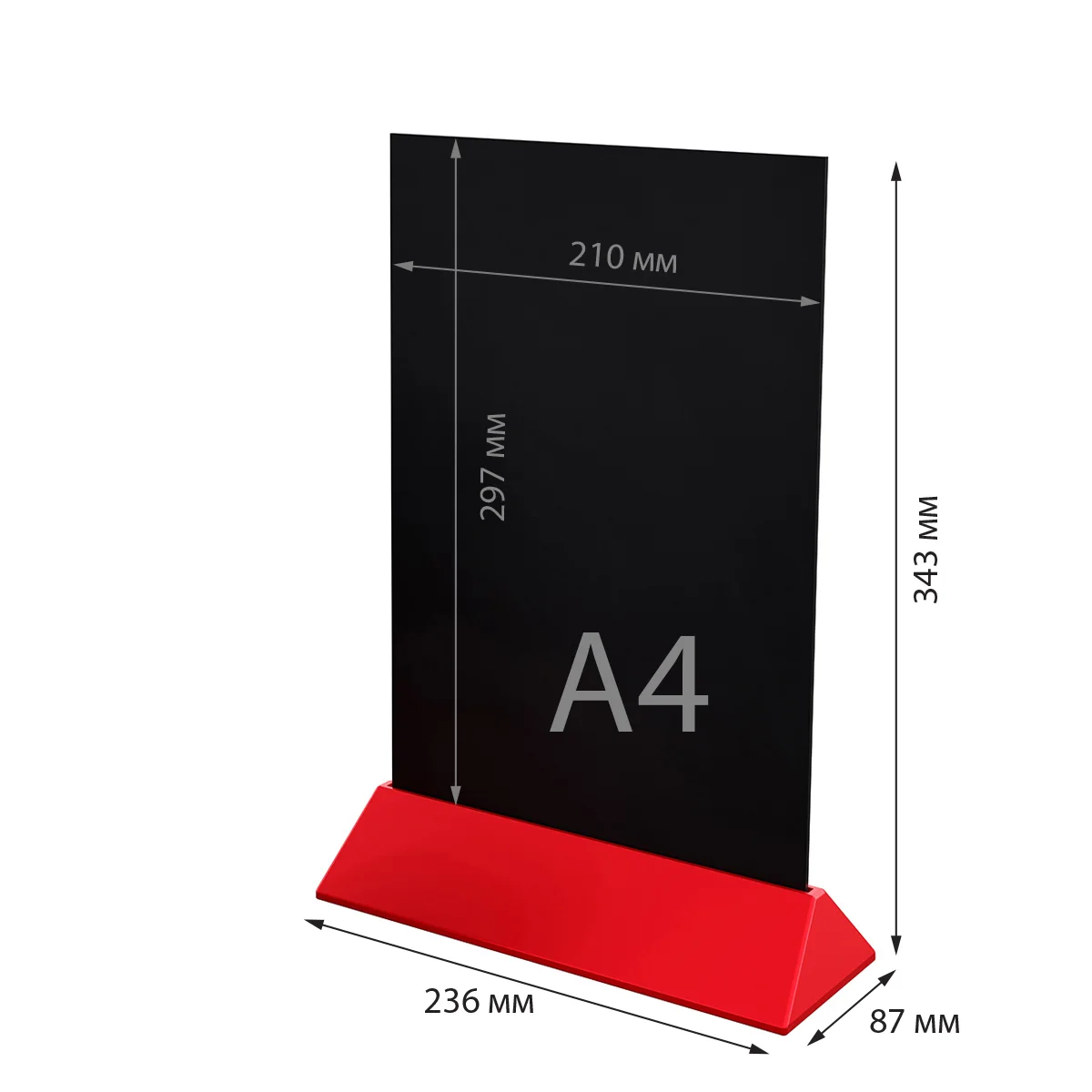 COLOR MENU BOARD A4 bo‘r taxtali stol usti lavhasi, tagligi qizil (qadoqda 10 dona) — 4-surat