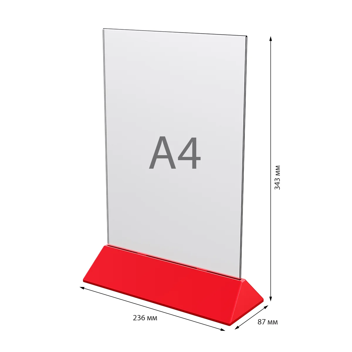COLOR MENU HOLDER A4 akril cho‘ntakli menyu tagligi, tagligi qizil — 6-surat