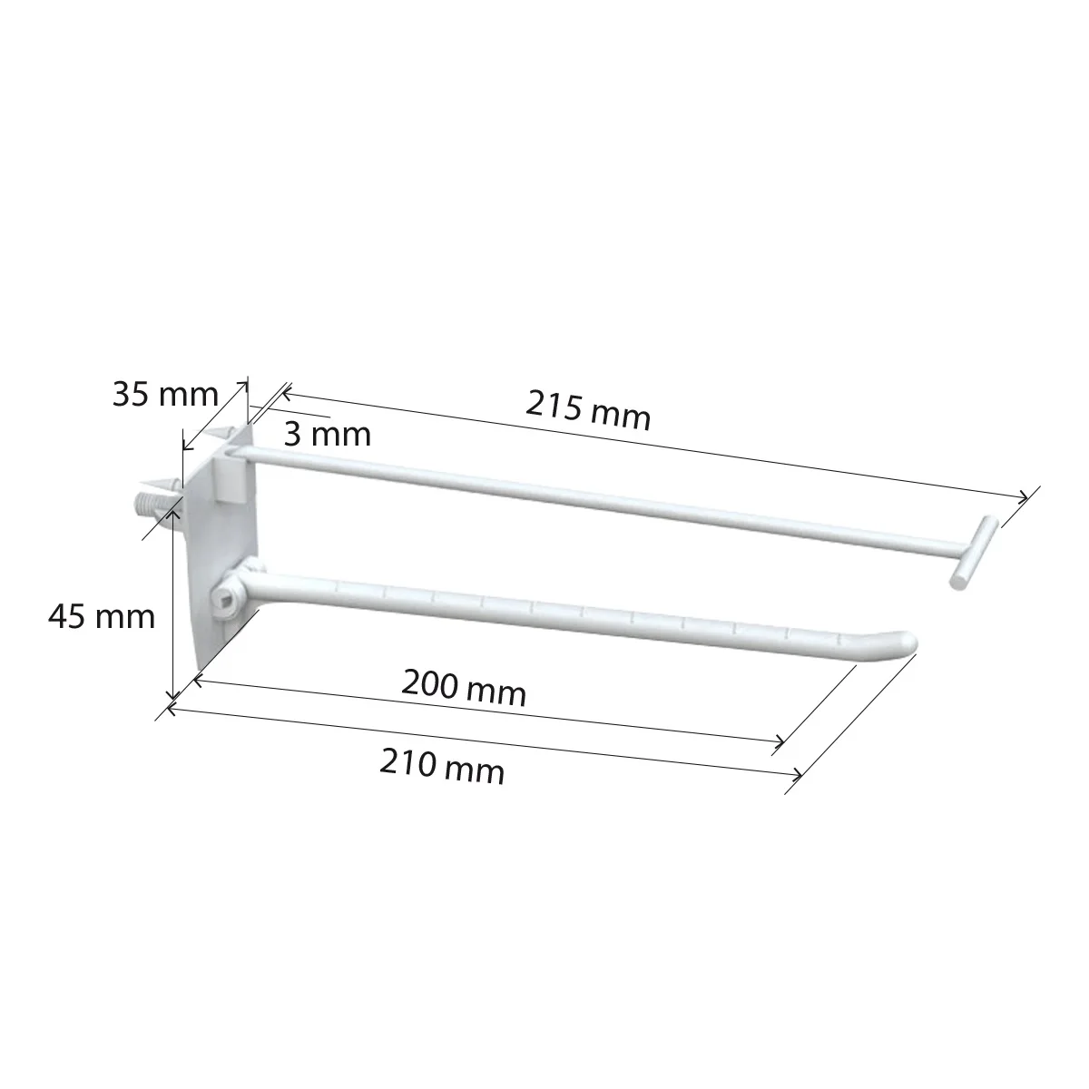 Yakka ilgak SINGLE HOOK-SCR-200, oq, karton uchun, vintli, uzunligi 200 mm — 2-surat