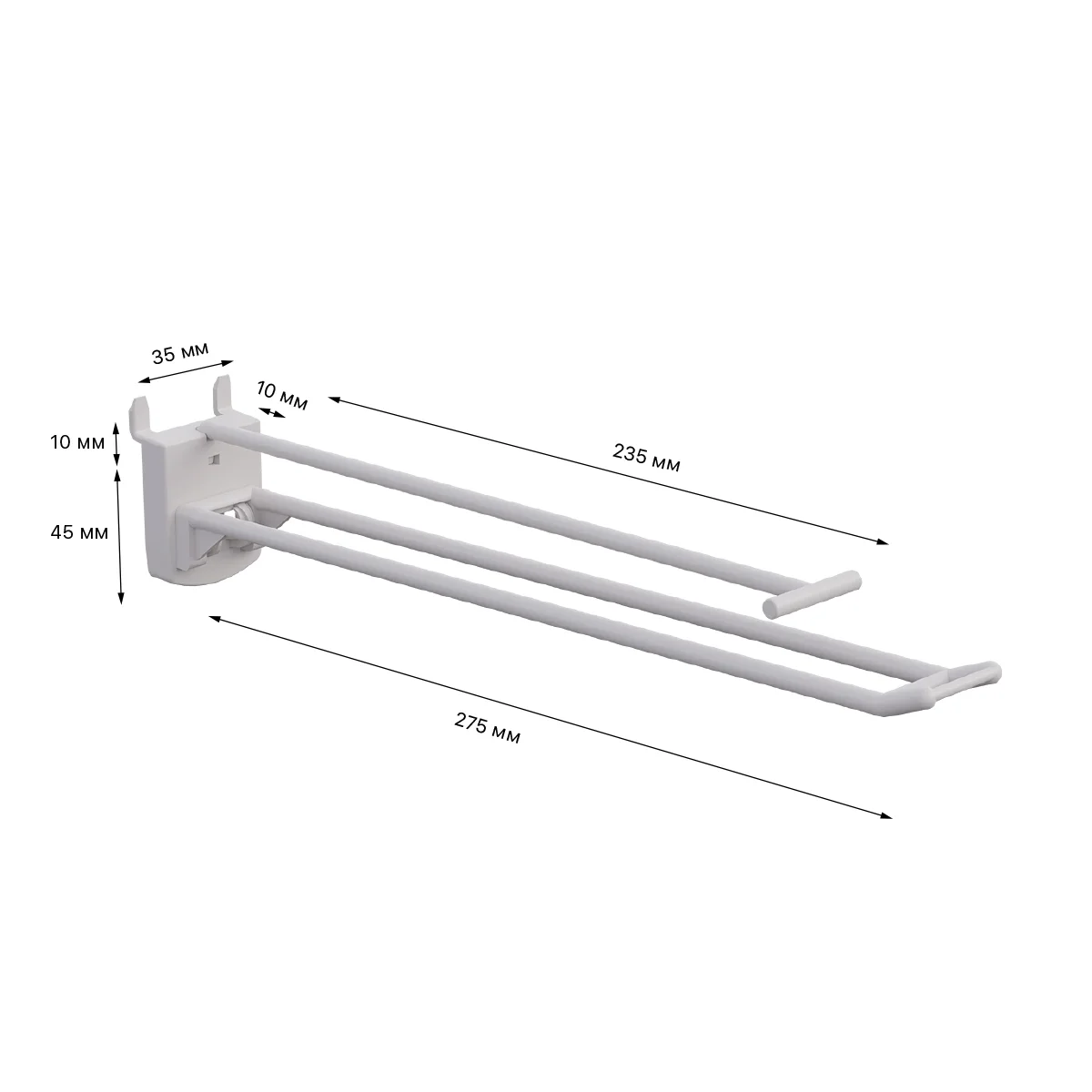 Qo‘sh ilgak DOUBLE HOOK-PH-CR-B-250 oq, karton uchun, uzunligi 250 mm — 4-surat