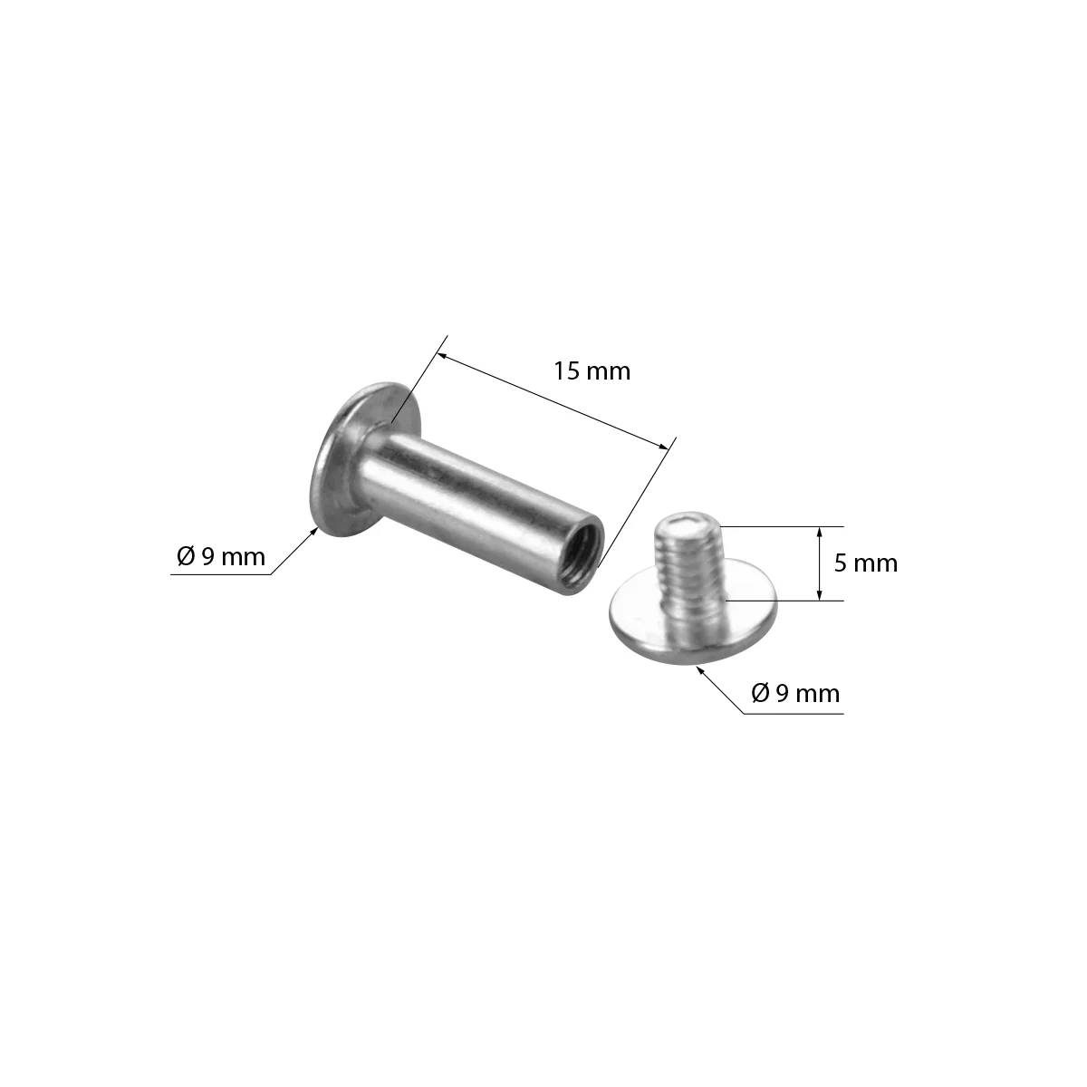 BINDING SCREW-15 metall muqovalash vinti, kumushrang — 6-surat