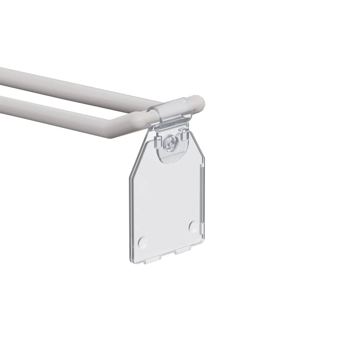 PP-TAG ilgakka o‘rnatiladigan narx yorlig‘i ushlagichi, shaffof, 27 × 30 mm