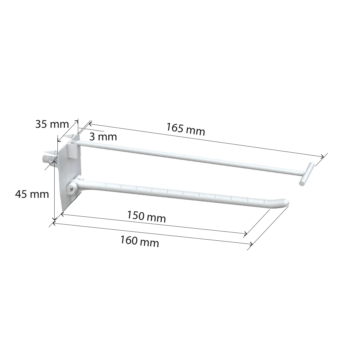 Yakka ilgak SINGLE HOOK-SCR-150, oq, karton uchun, vintli, uzunligi 150 mm — 4-surat