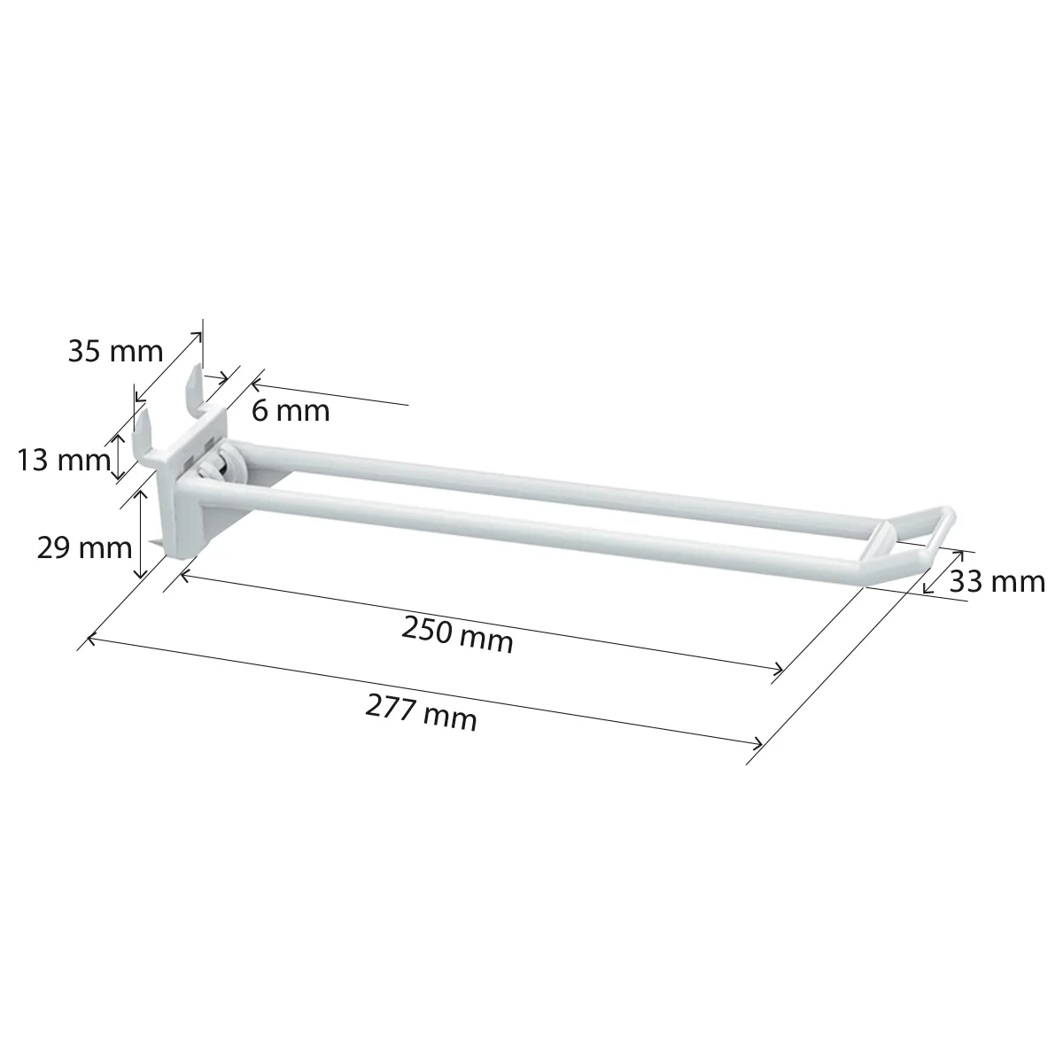 Qo‘sh ilgak DOUBLE HOOK-CR-250 oq, karton uchun, uzunligi 250 mm — 2-surat