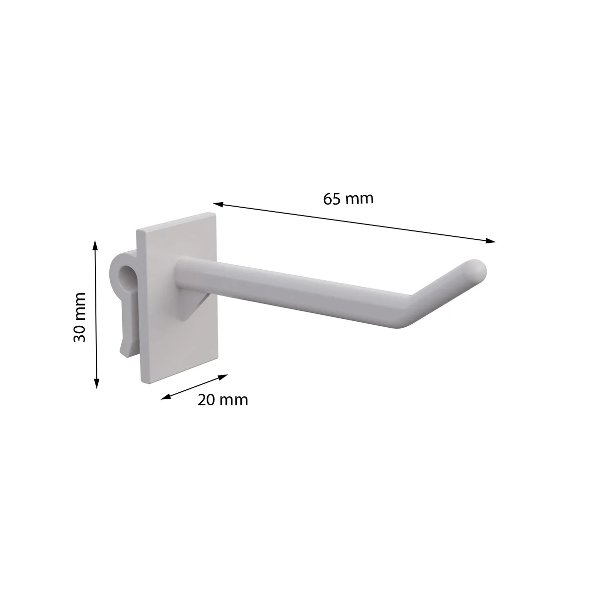 Yakka ilgak SINGLE HOOK-CR-65 oq, karton uchun, uzunligi 65 mm — 6-surat