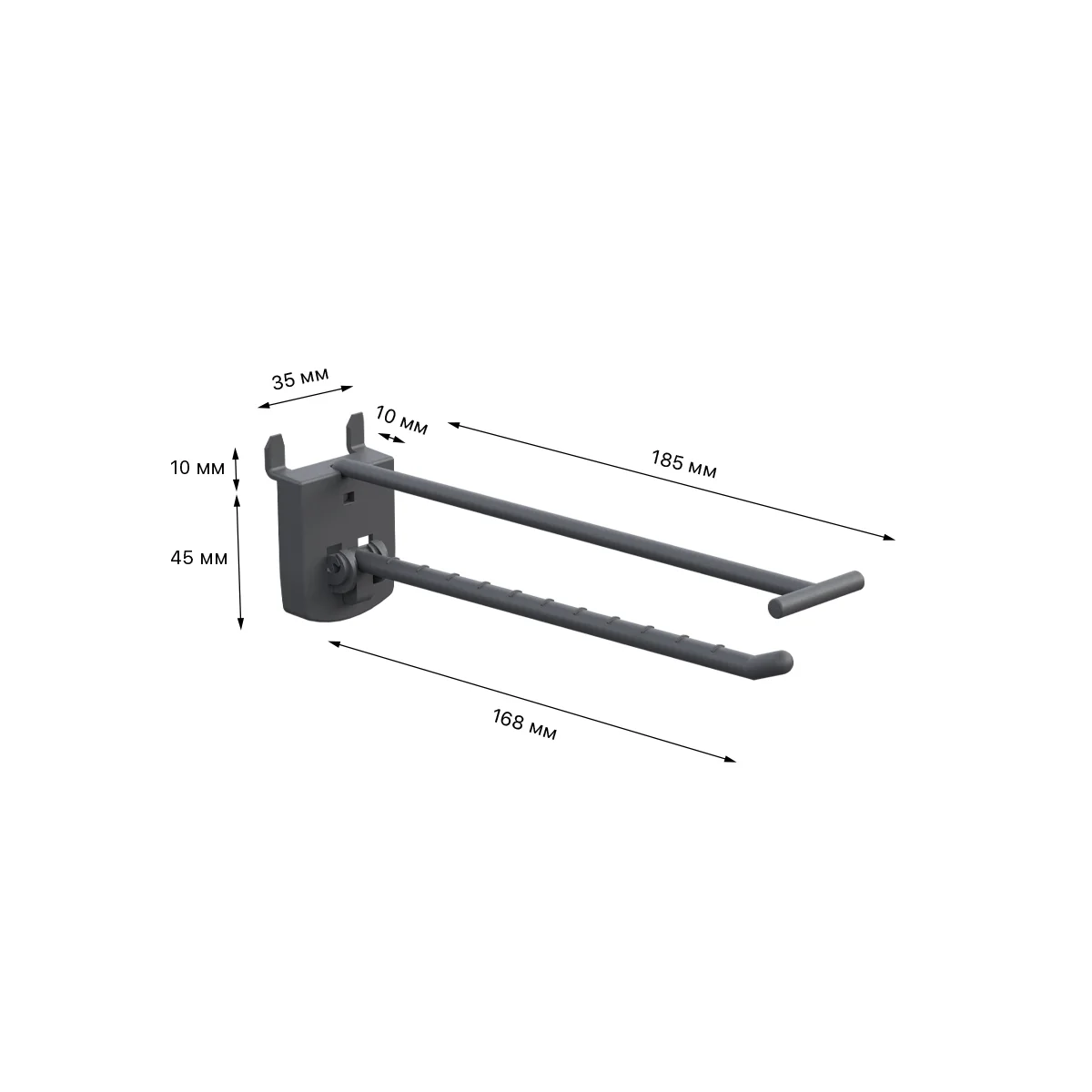 Yakka ilgak SINGLE HOOK-PH-CR-B-150 grafit rang, karton uchun, uzunligi 150 mm — 4-surat