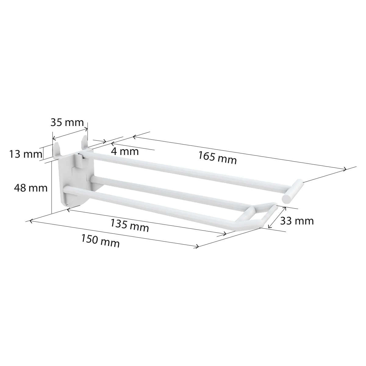 Крючок двойной DOUBLE HOOK-PH-CR–150, белый, в картон, длина 150 мм — фото 2